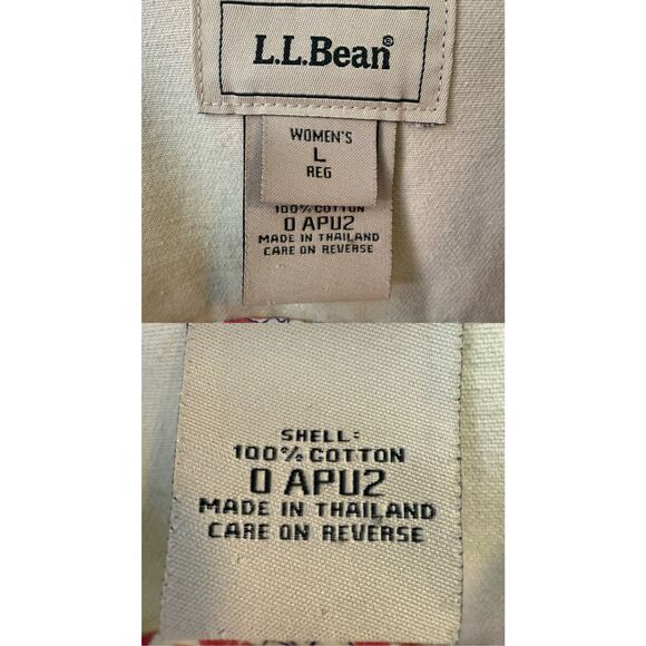 Vintage L.L Bean 100% Cotton Beige/Cream Denim Jacket With Floral Trim - Picture 8 of 11